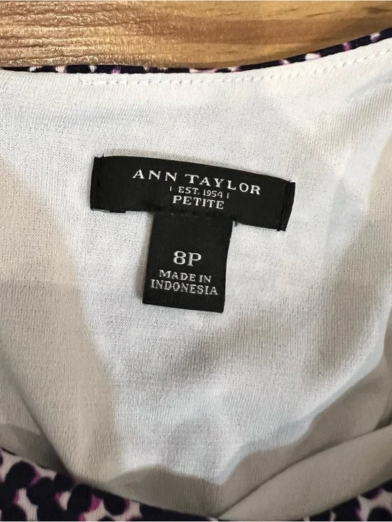 Ann Taylor Navy and White Cap-Sleeve Sheath Dress - Picture 3 of 7